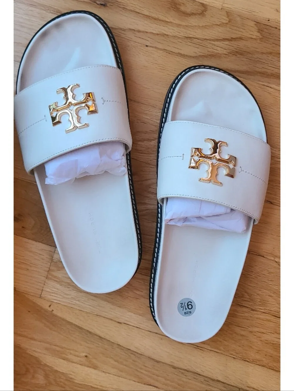 Tory Burch Everly Anatomic Lug Leather Slide Sandal 9.5 Resortwear Coastal
